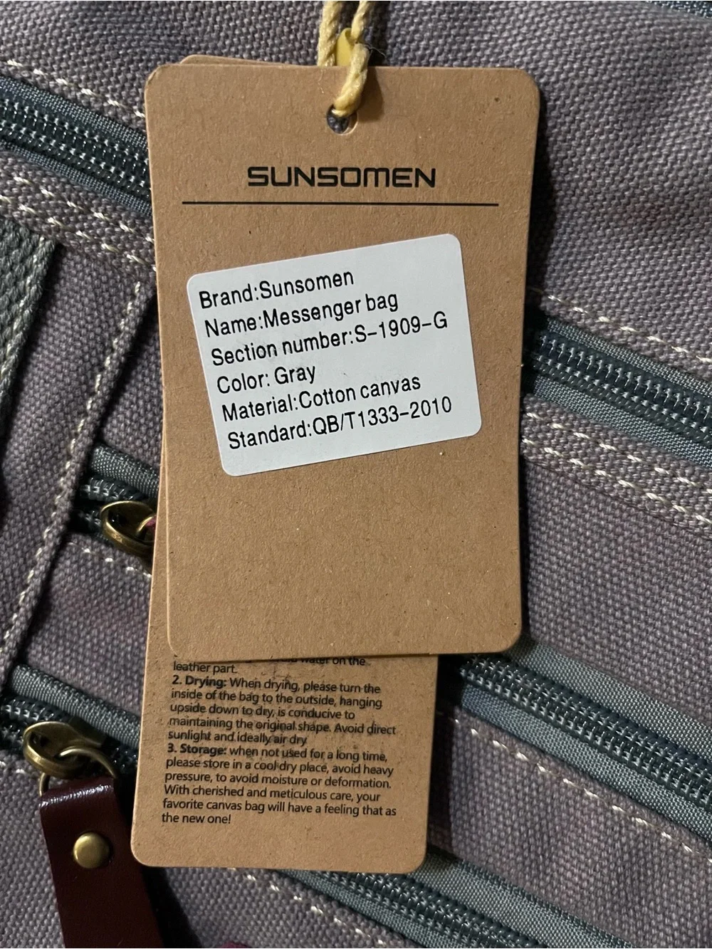 Casual Men's Gray Canvas Messenger Bag with Adjustable Strap